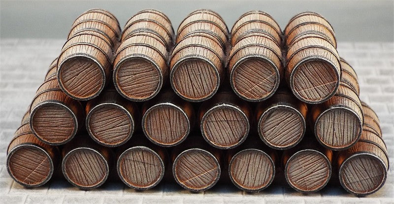 Horizontally stacked Large Wooden Barrels
